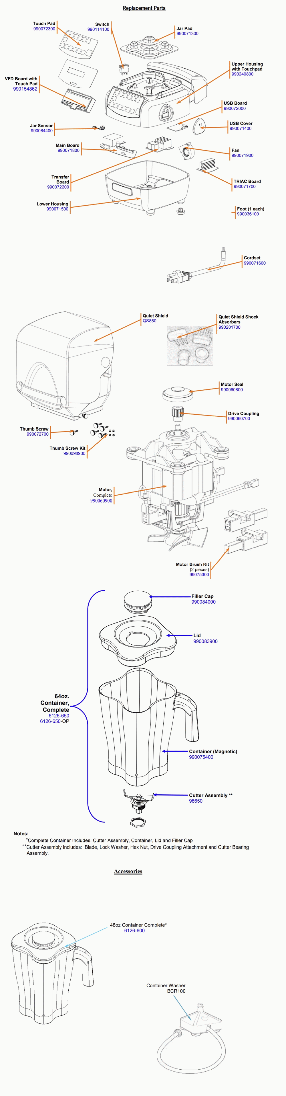 Diagram Diagram and Parts List for HBH850-N  Hamilton Beach Blender